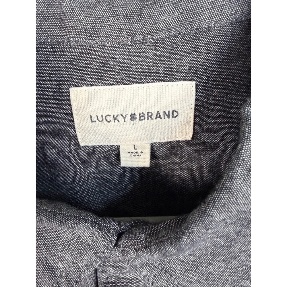NWT Lucky Brand Coors Banquet Rodeo Western Shirt Mens Large Grey Cotton Linen - Picture 3 of 7
